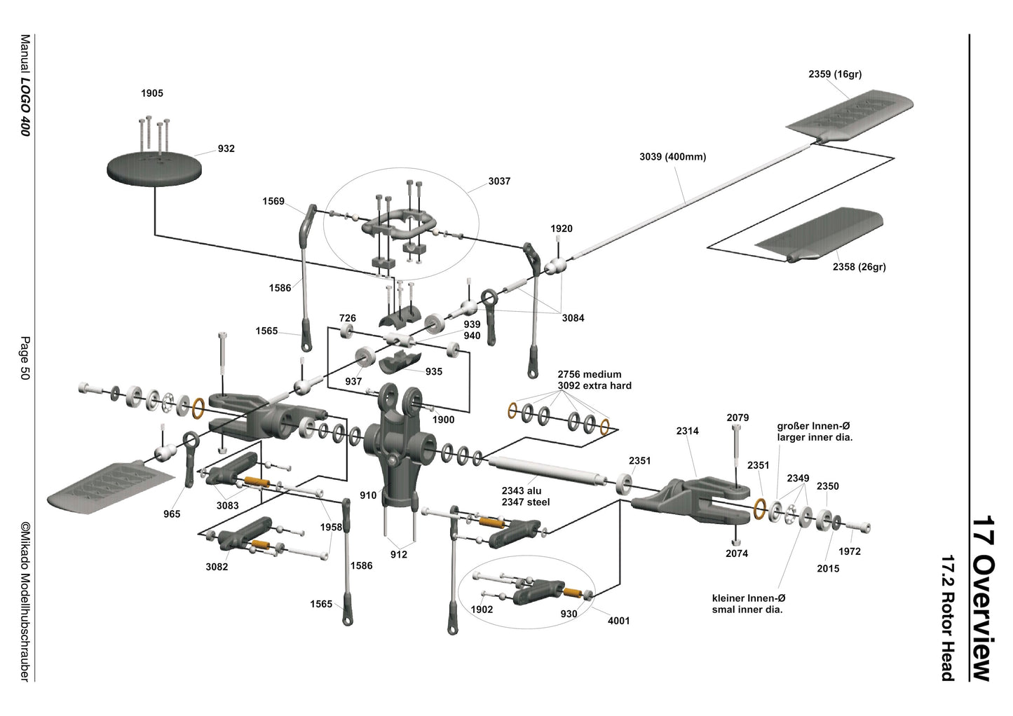 3082E Mixing arm long for ball bearing