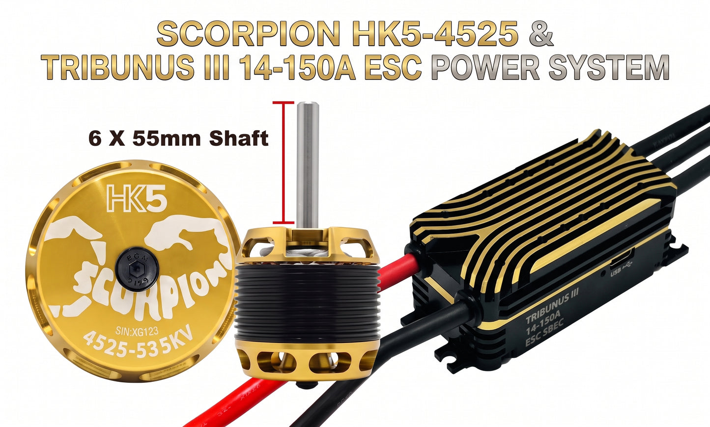 Scorpion HK5-4525-535KV & Tribunus III 14-150A ESC Power System for LOGO700V2 (Pre-Order)